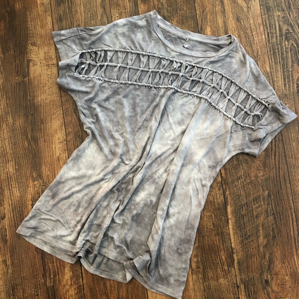 Edgy, gray, cut out tee. Super soft!